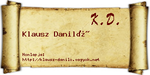 Klausz Daniló névjegykártya